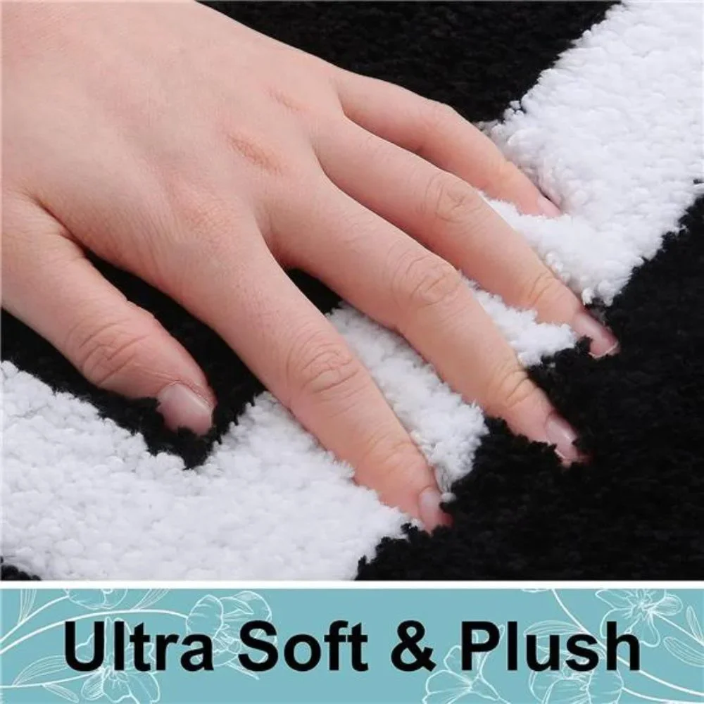 Bathroom Rugs Set 2 Pieces Soft Microfiber Bath Mat and U-Shaped Toilet Rug